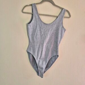 Vintage Betty Blue Blue Heather Scoop Neck Bodysuit Small Sporty Workout Retro